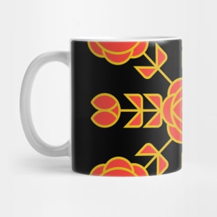 Red and black geometrical floral pattern, version 4 Mug